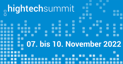 Event-Flyer für den Hightech Summit 2022. Text: 07. bis 10. November 2022