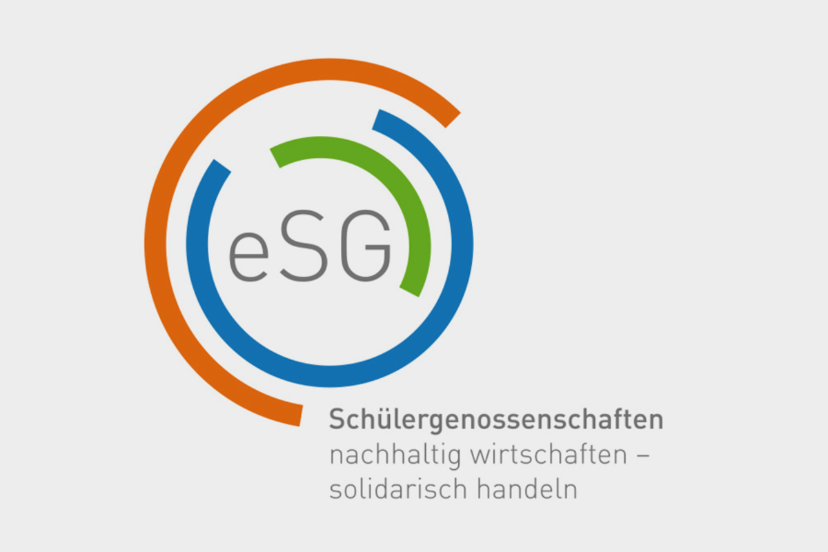 Logo Schülergenossenschaften mit Text: Schülergenossenschaften nachhaltig wirtschaften - solidarisch handeln.