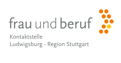Logo Kontaktstelle Frau und Beruf Ludwigsburg. Text: frau und beruf Kontaktstelle Ludwigsburg - Region Stuttgart.