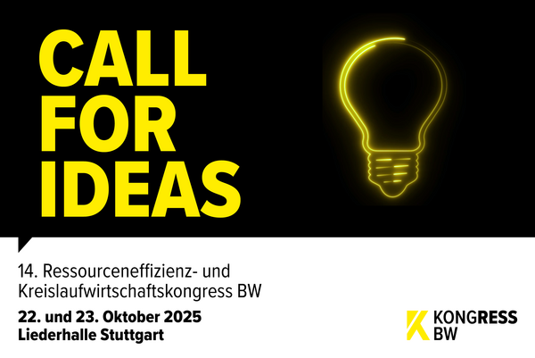 Key Visual für den Aufruf zur Mitgestaltung des Programms vom 14. Ressourceneffizienz- und Kreislaufwirtschaftskongress BW am 22. und 23. Oktober 2025.