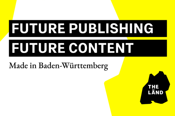Key Visual Frankfurter Buchmesse 2025 auf gelbem Hintergrund mit Text: Future Publishing Future Content. Made in Baden-Württemberg.