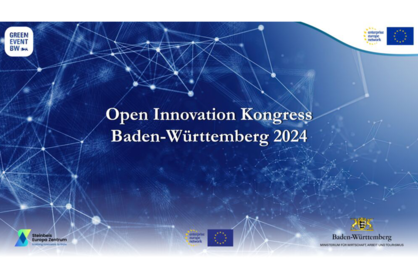 Veranstaltungsflyer. Text: Open Innovation Kongress Baden-Württemberg 2024.