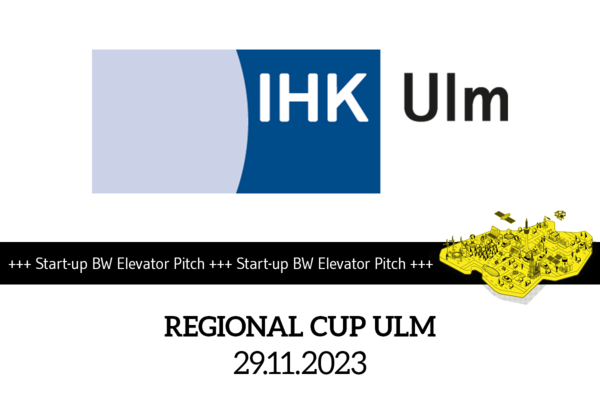 Veranstaltungsflyer für den Regional Cup Ulm. Text: Jetzt bewerben, Regional Cup Ulm am 29. November 2023.