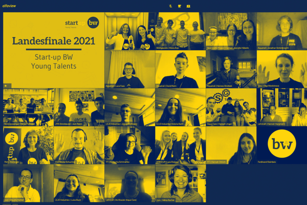 Screenshot der Videokonferenz des Landesfinales der Start-up BW Young Talents 2021.