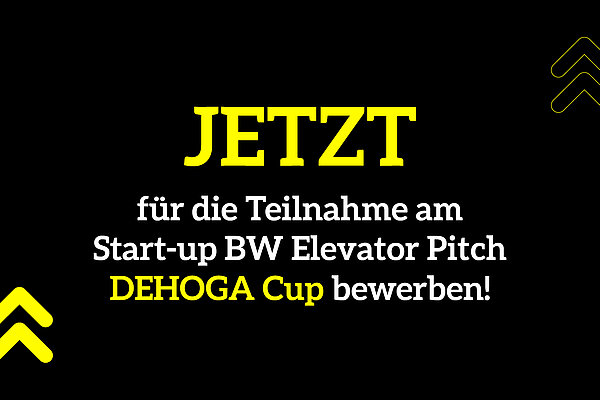 Countdown zum Ende der Bewerbungsphase für den Special Cup DEHOGA CUP 2024. Text: JETZT für die Teilnahme am Start-up BW Elevator Pitch DEHOGA Cup bewerben!