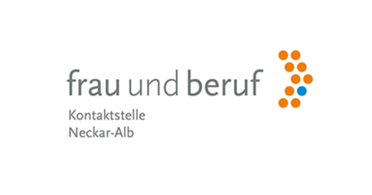 Logo Kontaktstelle Frau und Beruf Neckar-Alb. Graue Schrift auf weißem Hintergrund.