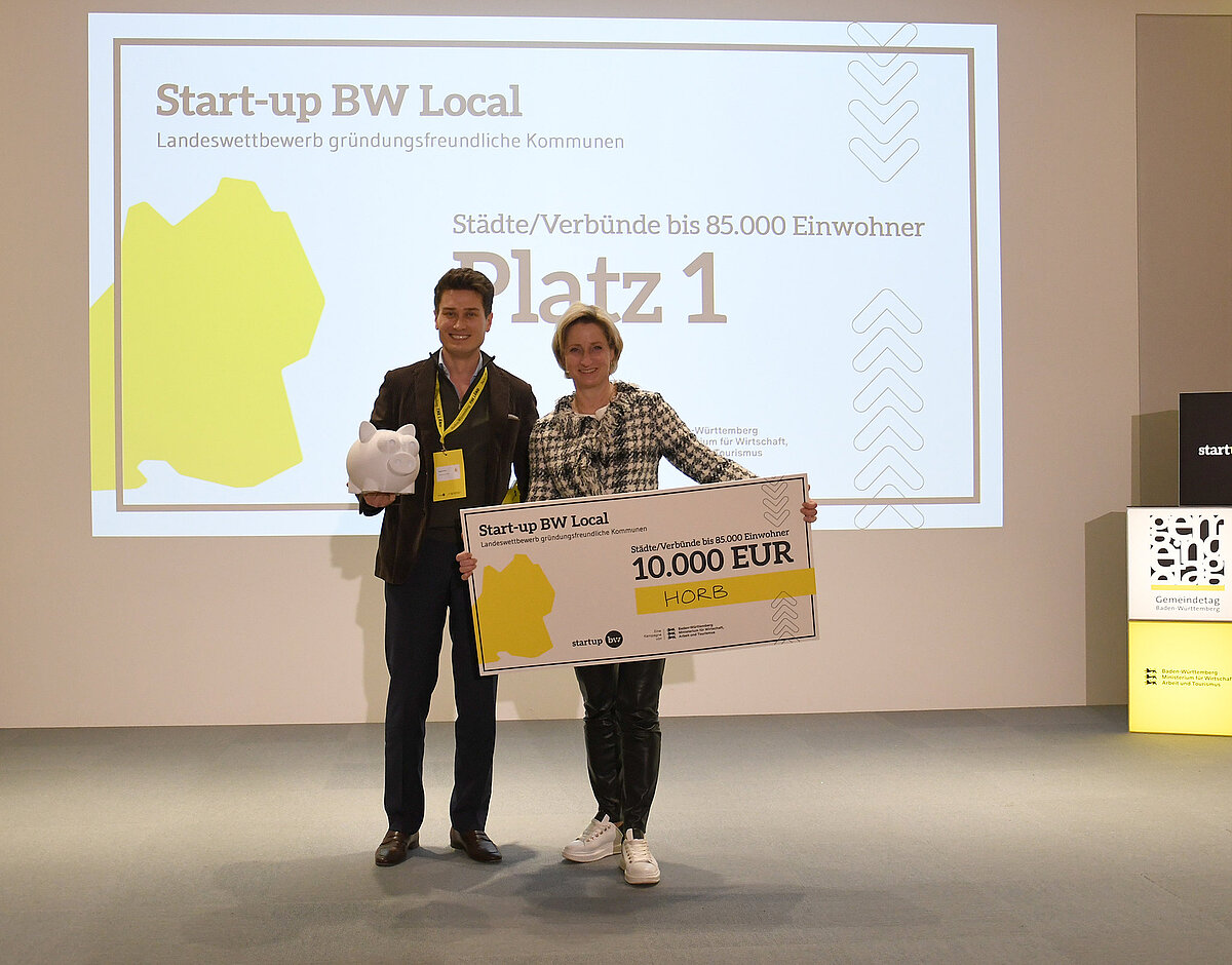 Sieger-Foto Stadt Horb beim Finale des Landeswettbewerbs Start-up BW Local gründungsfreundliche Kommunen.