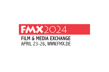 Logo FMX Conference 2024, Text: Film & Media Exchange, April 23-26, www.fmx.de. Bildrechte: Filmakademie Baden-Württemberg.