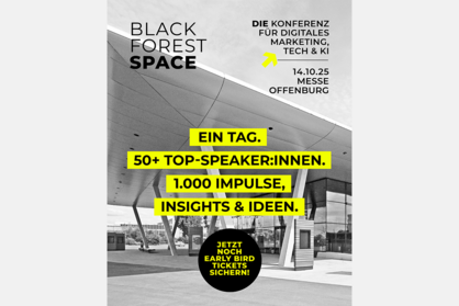 Key Visual zur Fachkonferenz BLACKFORESTSPACE in der Messe Offenburg am 14. Oktober 2025.