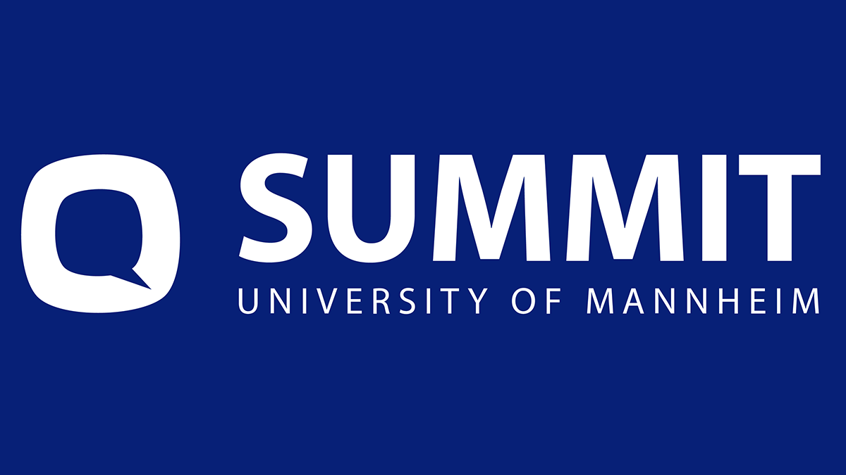 Logo Q-Summit der Universität Mannheim. Text: Q-Summit University of Mannheim 