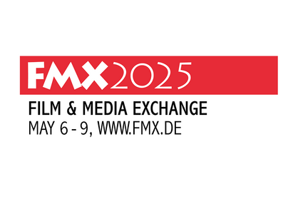 Logo FMX Conference 2025, Text: Film & Media Exchange, Mai 6-9, www.fmx.de. Bildrechte: Filmakademie Baden-Württemberg.