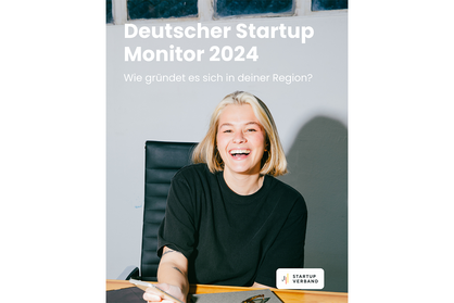 Key Visual für die Befragung des Deutschen Startup Monitors 2024 des Startup Verbands. Text: Wie gründet es sich in Deiner Region?