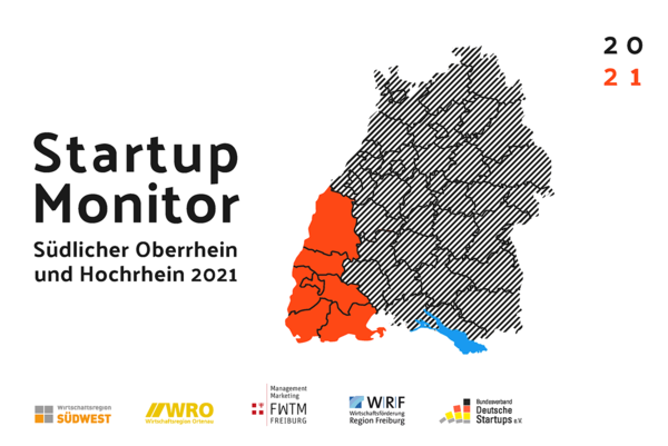 Landkarte Baden-Württemberg - Region Südlicher Oberrhein / Hochrhein farblich hervorgehoben.