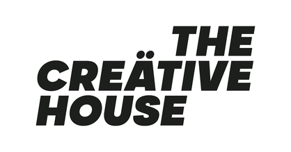 Logo The Creätive House, schwarzer, kursiver Schriftzug auf weißem Hintergrund.