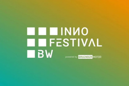 Logo INNO Festival BW mit Schriftzug powered by Gründermotor.