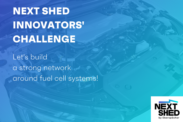 Next Shed Innovator's Challenge. Let's build a stron network around fuel cell systems! Logo Next Shed by Eberspächer