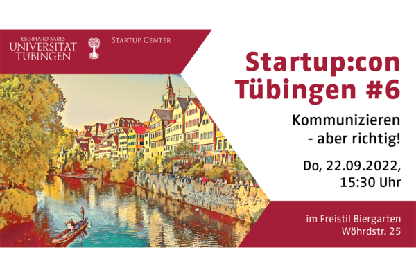 Einladungsflyer zur Startup:con Tübingen #6 am 22.09.2022.