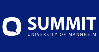 Logo Q-Summit der Universität Mannheim. Text: Q-Summit University of Mannheim.