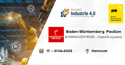 Keyvisual von BW_i für den Baden-Württemberg Pavillon im Ausstellungsbereich "Digital Ecosystems" auf der Hannover Messe 2023.