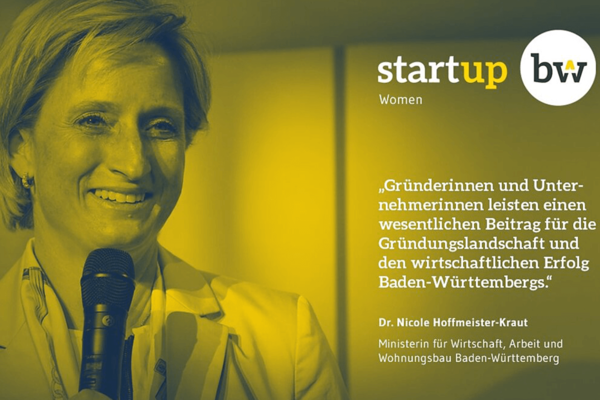 Statement von der Wirtschaftsministerin Dr. Nicole Hoffmeister-Kraut zum Female Founders Cup im Rahmen des Gründungswettbewerbs Start-up BW Elevator Pitch.