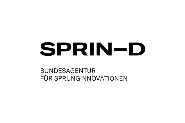 Logo von SPRIND mit Subline. Text: SPRIN-D Bundesagentur für Sprunginnovationen.