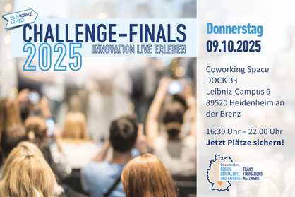 Veranstaltungshinweis: Challenge-Finals 2025 in Heidenheim mit Start-up BW WOW Challenge Ostwürttemberg und Transformations-Challenge Ostwürttemberg am 09.10.2025.