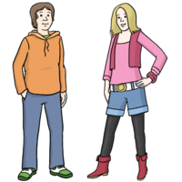 Eine Illustration von zwei jugendlichen Personen, die nebeneinander stehen.