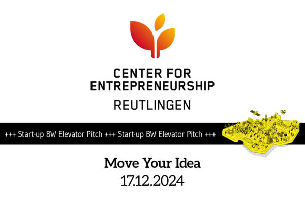 Veranstaltungshinweis für den Wettbewerb Move Your Idea am 17. Dezember 2024, Vorentscheid zum Start-up BW Elevator Pitch.