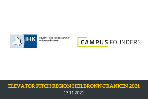 Logo IHK Heilbronn-Franken und Logo Campus Founders mit Termin Elevator Pitch Heilbronn.