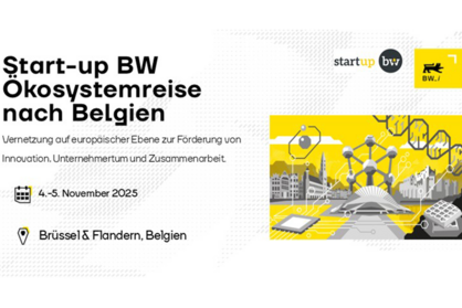 Key Visual zur Start-up Ökosystemreise nach Belgien vom 4. - 5. November 2025.