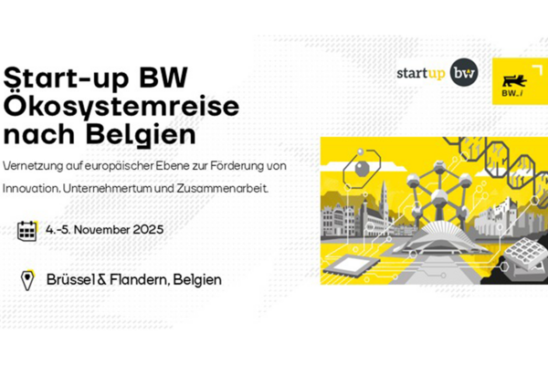 Key Visual zur Start-up Ökosystemreise nach Belgien vom 4. - 5. November 2025.