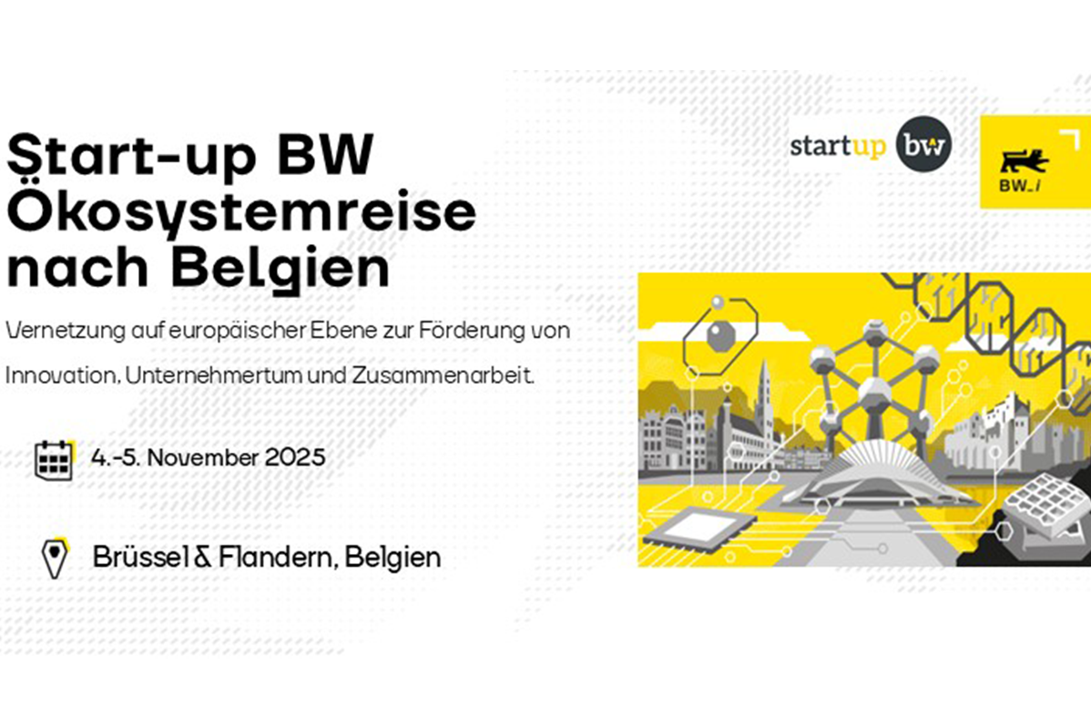 Key Visual zur Start-up Ökosystemreise nach Belgien vom 4. - 5. November 2025.