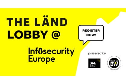 Key Visual für den Gemeinschaftsstand “THE LÄND LOBBY” auf der Infosecurity Europe 2026.
