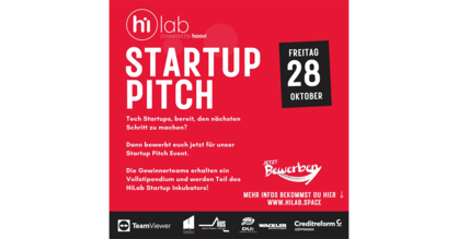 Einladungsflyer zum Hoovi HiLab Startup Pitch am 28.10.2022 in Schlat.