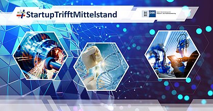 Event-Flyer für das Veranstaltungsformat StartupTrifftMittelstand. Logo: Baden-Württembergischer Industrie- und Handelskammertag.