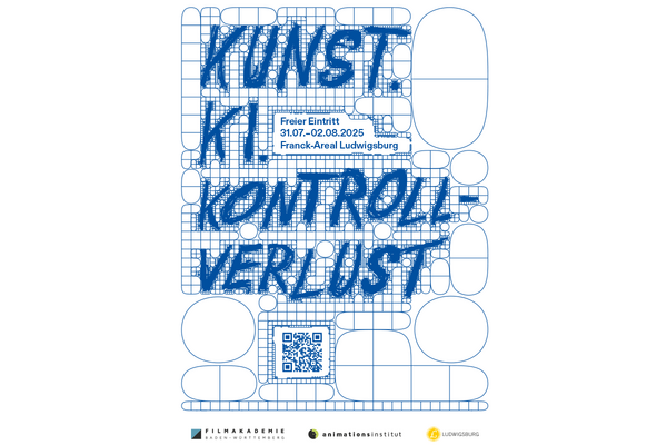 Key Visual KUNST. KI. KONTROLLVERLUST, freier Eintritt, 31.07. - 02.08.2025, Franck-Areal Ludwigsburg.